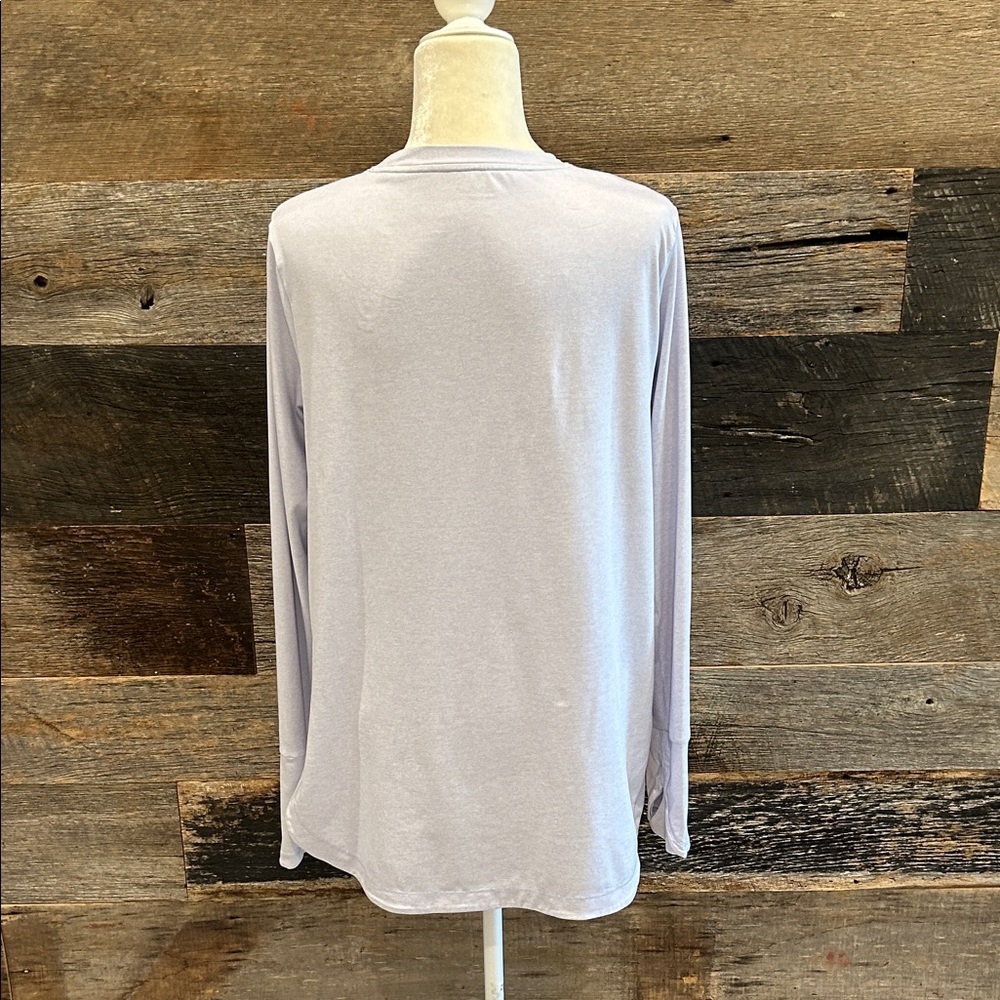 Athleta Uptempo Light Lilac Long Sleeved Tee. Large - Picture 4 of 7